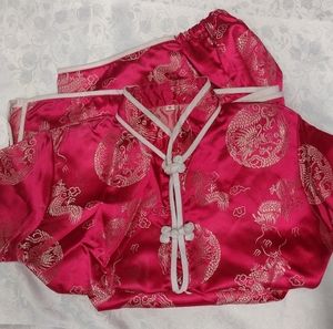 Girls Size 8 Pink Chinese Dragon Pajama Set